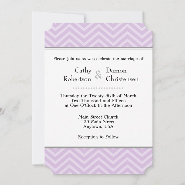 Invitaciones a la boda de Chevron Lavender (Anverso)