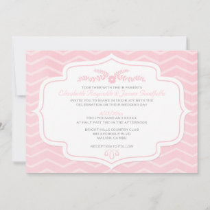 Invitaciones a la boda de Chevron Rosado