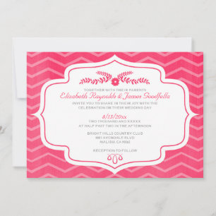 Invitaciones a la boda de Chevron Rosado caliente