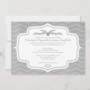 Invitaciones a la boda de Chevron Silver