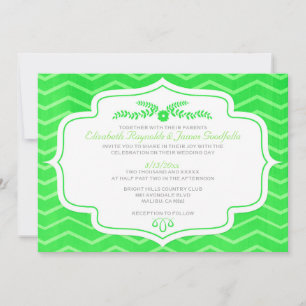 Invitaciones a la boda de Chevron verde Lime