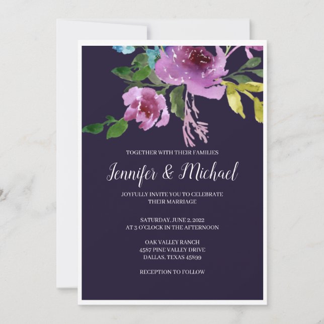 Invitaciones a la boda de ciruela naval (Anverso)