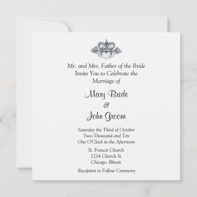 Invitaciones a la boda de Claddagh (Anverso)