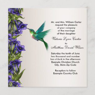 Invitaciones a la boda de Colibrí y Violeta Púrpur