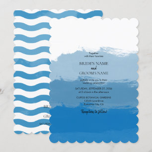 Invitaciones a la boda de color azul de la playa