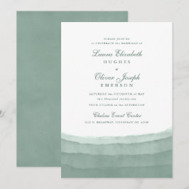Invitaciones a la boda de color de agua verde sabi