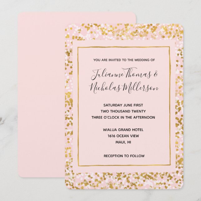 Invitaciones a la boda de Confetti Blanco y Blanco (Anverso / Reverso)