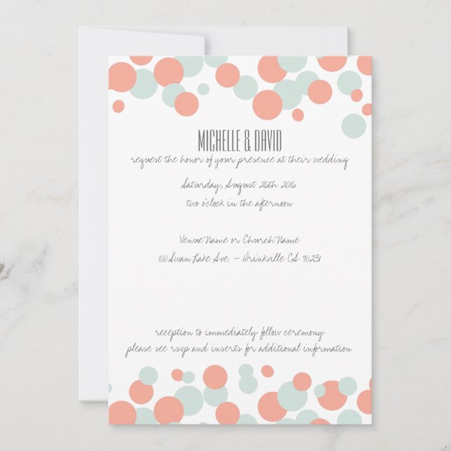 Invitaciones a la boda de Confetti con burbujas de (Anverso)
