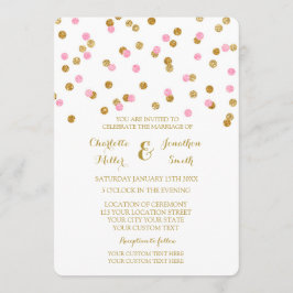 Invitaciones a la boda de Confetti de oro rosado