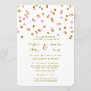 Invitaciones a la boda de Confetti de Oro Rosado