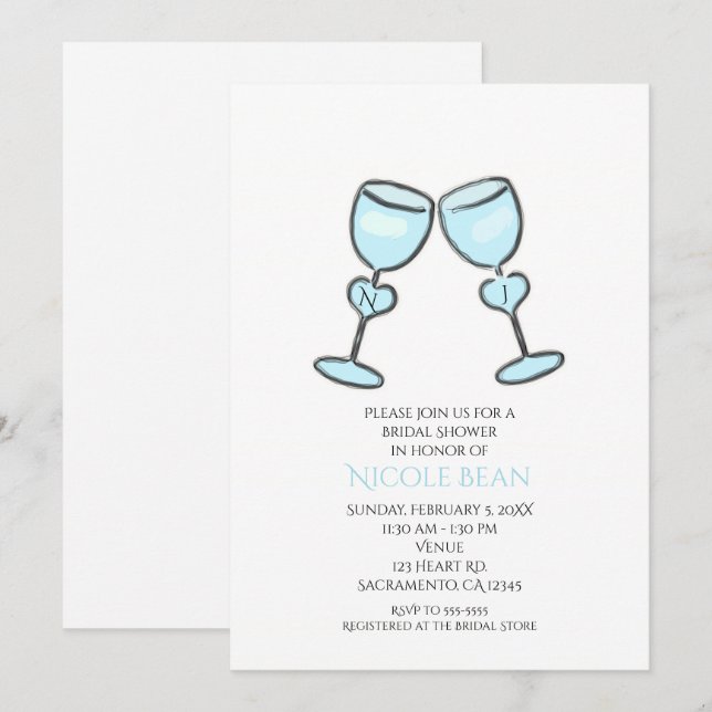 Invitaciones a la boda de copas de vino de dos cor (Anverso / Reverso)