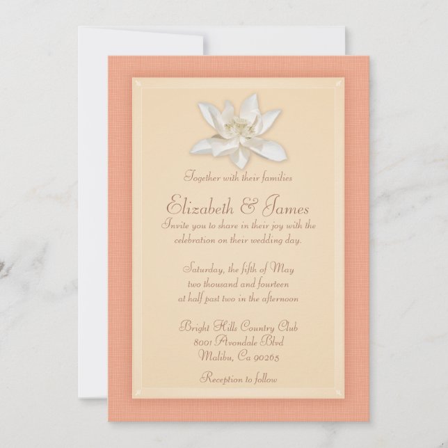 Invitaciones a la boda de coral (Anverso)