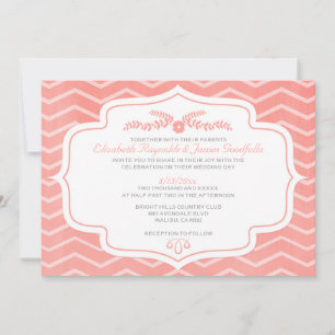 Invitaciones a la boda de Coral Chevron