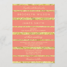 Invitaciones a la boda de coral con efecto Relieve