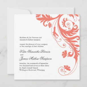 Invitaciones a la boda de coral de Bonito