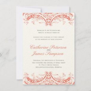 Invitaciones a la boda de coral de época