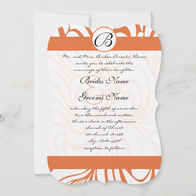 Invitaciones a la boda de Coral Rosa Swirls (Anverso)