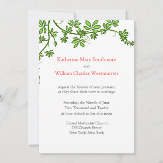 Invitaciones A La Boda De Coral, Verde Y Blanco