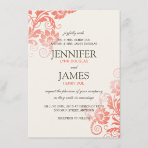 Invitaciones a la boda de corales Ombre