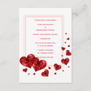 Invitaciones a la boda de corazones rojos