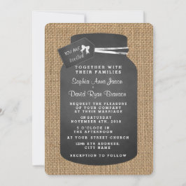Invitaciones a la boda de Country Mason Jar Burlap