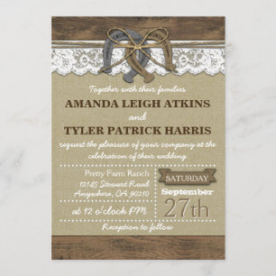 Invitaciones a la boda de Country Western Horsesho