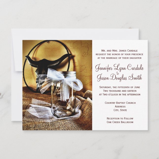 Invitaciones a la boda de Country Western Mason Ja (Anverso)