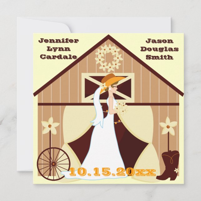 Invitaciones a la boda de Cowboy Western en el paí (Anverso)