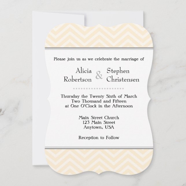 Invitaciones a la boda de Cream Ivory Chevron (Anverso)