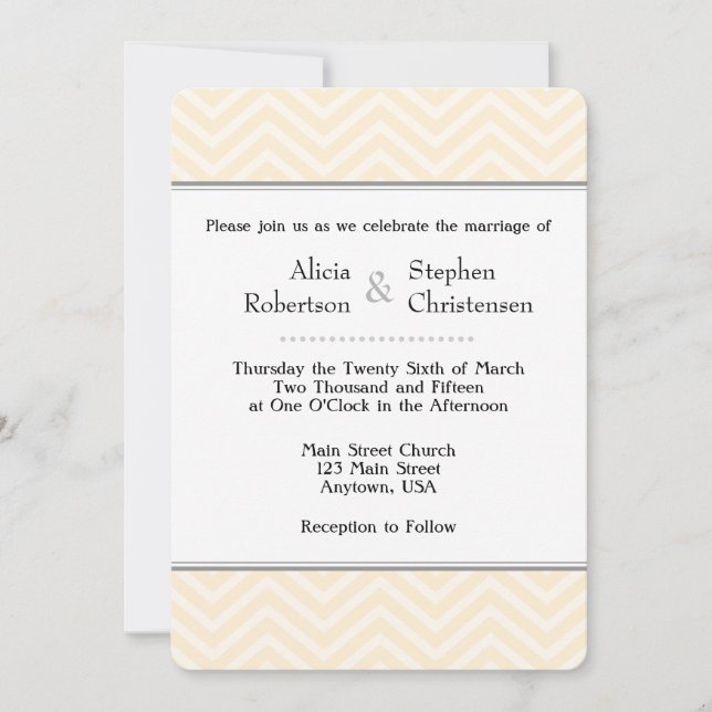 Invitaciones a la boda de Cream Ivory Chevron (Anverso)