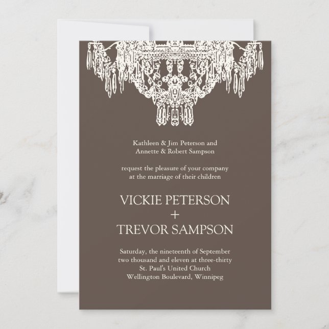 Invitaciones a la boda de Crema y Lámpara Marrón (Anverso)