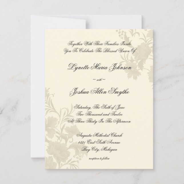 Invitaciones a la boda de Creme Floral de la Embaj (Anverso)