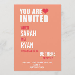 Invitaciones a la boda de Cute Heart Red & Peach
