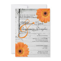 Invitaciones a la boda de Daisy Naranja de Madera