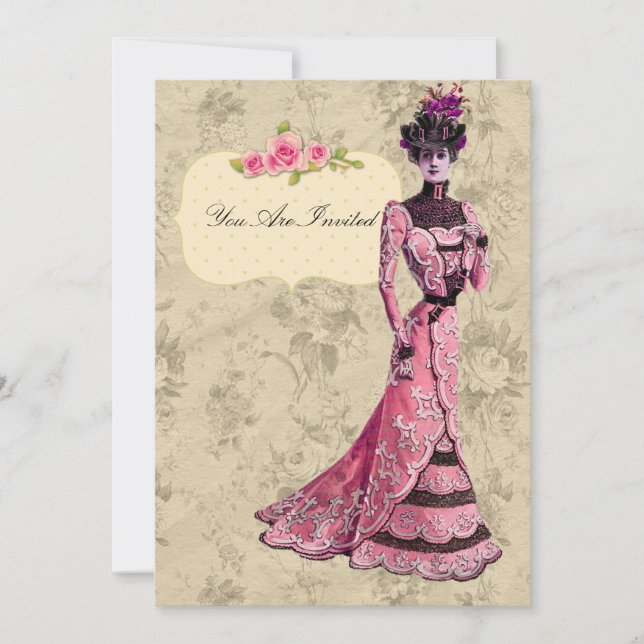 Invitaciones a la boda de damas victorianas (Anverso)