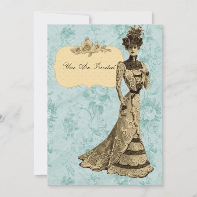 Invitaciones a la boda de damas victorianas (Anverso)