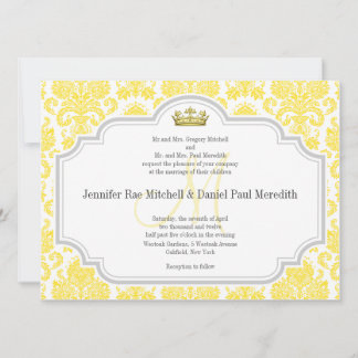 Invitaciones a la boda de Damasco Amarillo Monogra