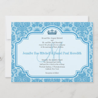 Invitaciones a la boda de Damasco Azul Monograma M