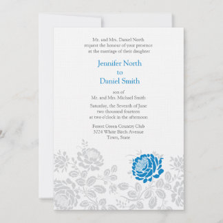 Invitaciones A La Boda De Damasco Azul Y Gris