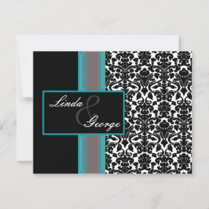 Invitaciones a la boda de Damasco Blanco Aqua