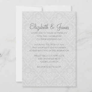 Invitaciones a la boda de Damasco Blanco Moderno p
