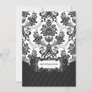 Invitaciones a la boda de Damasco Blanco Negro de