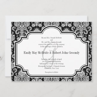 Invitaciones a la boda de Damasco Blanco Negro Mon