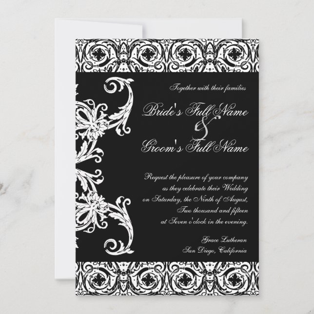 Invitaciones a la boda de Damasco de Círculo Blanc (Anverso)