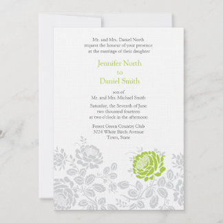 Invitaciones a la boda de Damasco de Lime y Gray