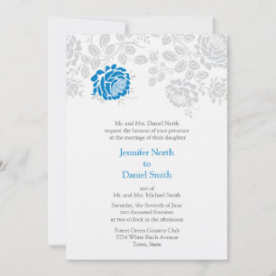 Invitaciones a la boda de Damasco en azul y gris