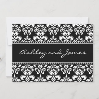 Invitaciones a la boda de Damasco en blanco y negr