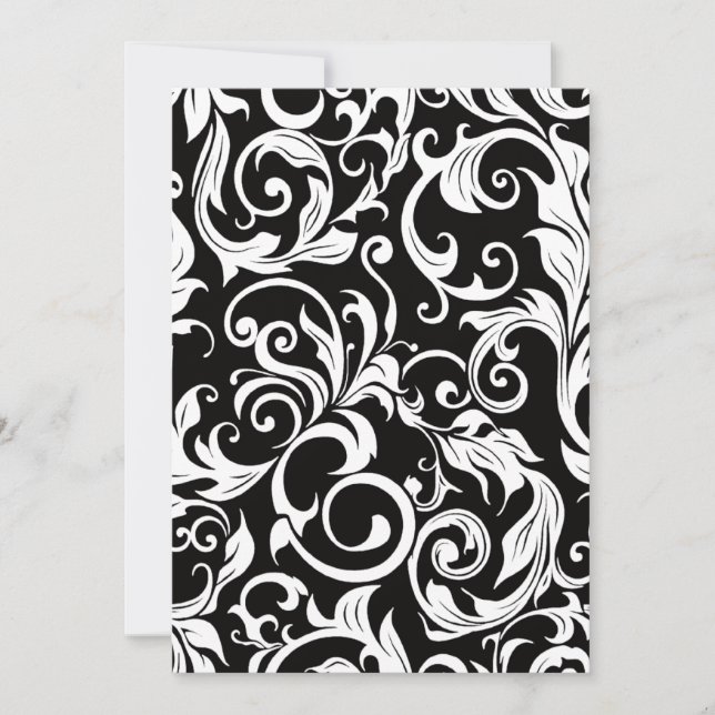 Invitaciones a la boda de Damasco en blanco y rojo (Anverso)