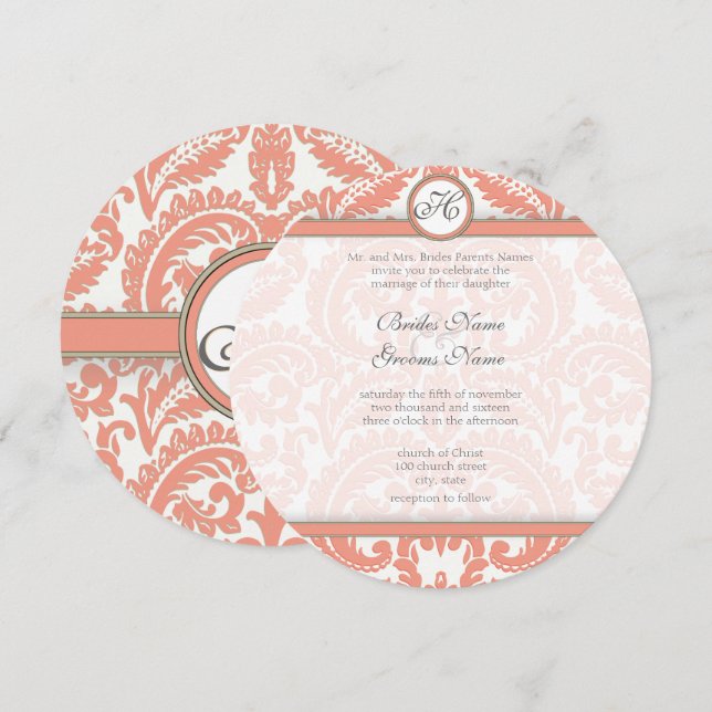 Invitaciones a la boda de Damasco en la Victoria G (Anverso / Reverso)