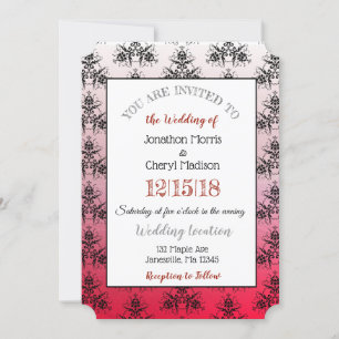 Invitaciones a la boda de Damasco en rojo y negro